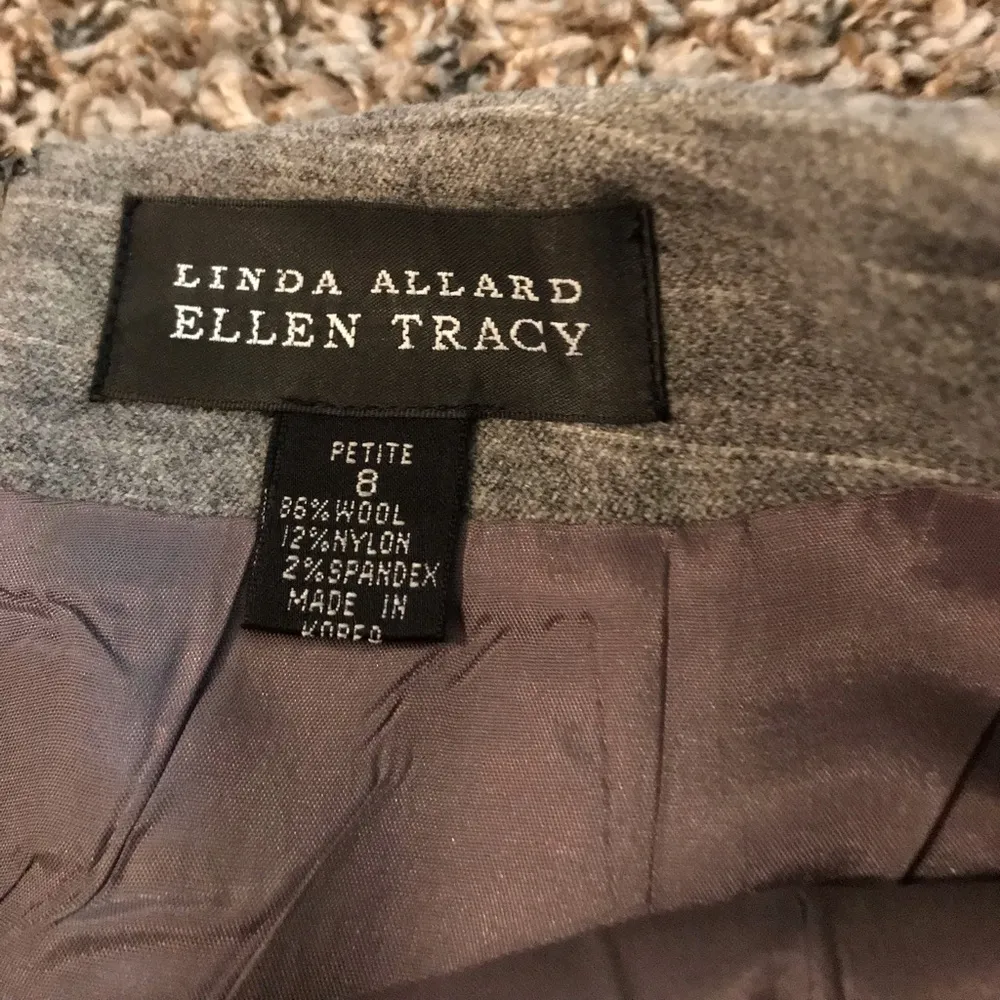 Linda Allard Ellen Tracy grey wool pinstripe skirt - Image 6