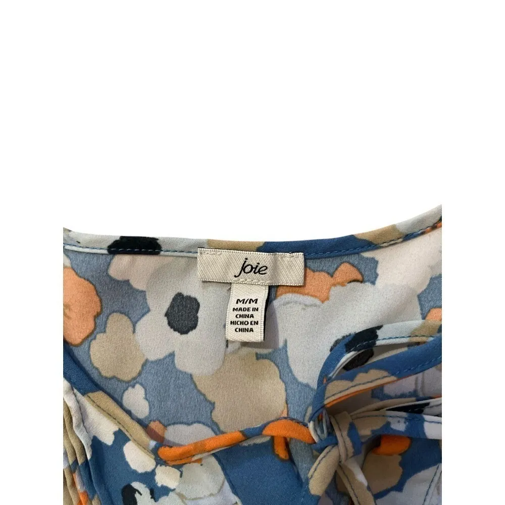 Joie Floral Print‎ Blouse Long Sleeve Casual Top Blue Orange White Size M - Image 2