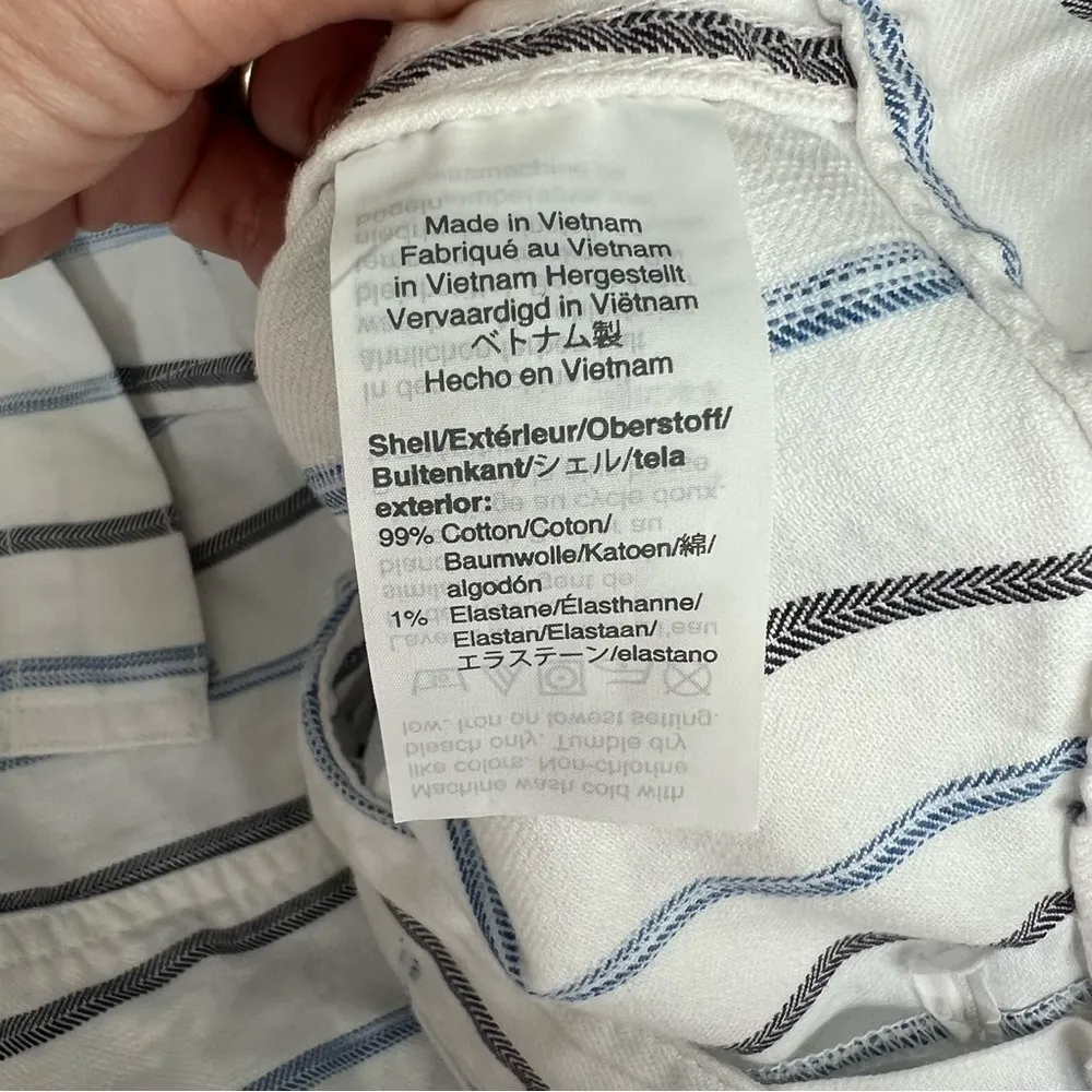 Slim Emmett wide Leg Crop Pants in Montpellier Stripe size 24 White - Image 10