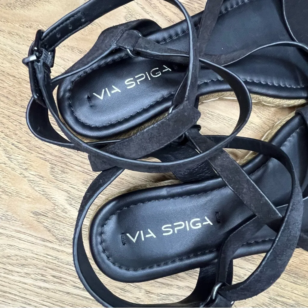 VIA SPIGA Laney Black Suede Ankle Wrap Espadrille Sandals Women’s Size 8 - Image 6