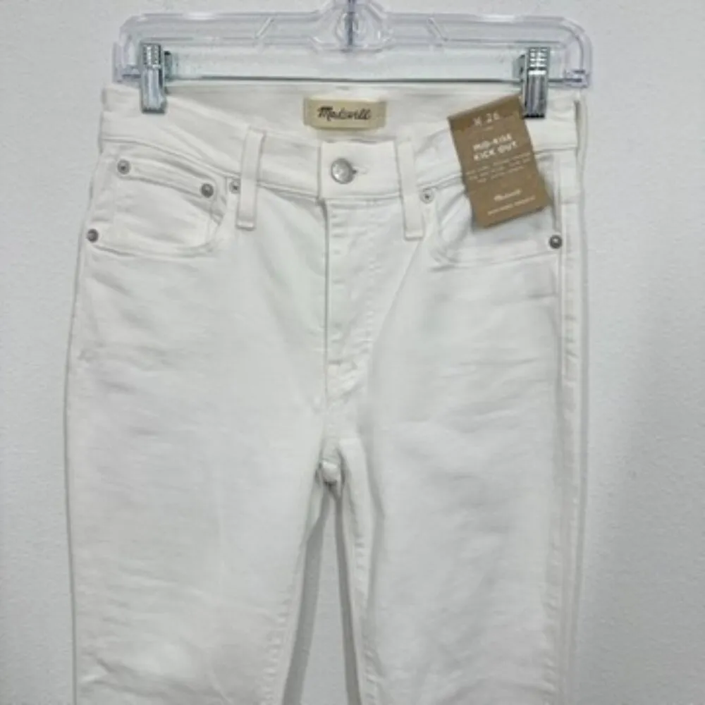 Madewell Women's Size 26 Mid Rise Kick Out Crop White Denim Jeans NWT Summer‎ - Image 2