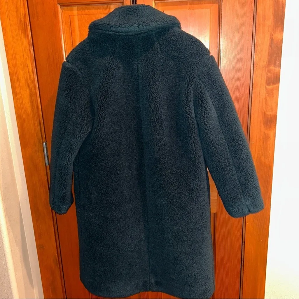 Madewell Teal Faux Fur Trench Coat - Image 4