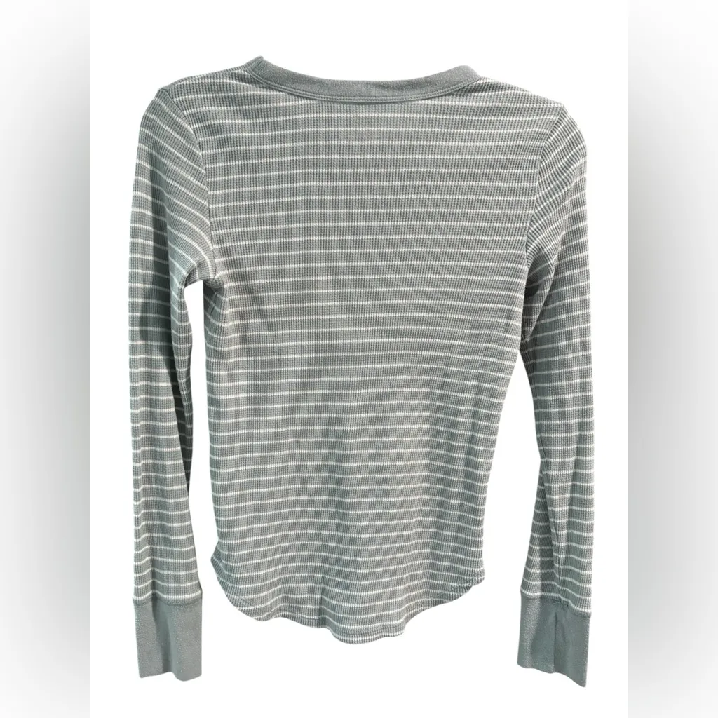 Aerie Blue and White‎ Striped Long Sleeve Waffle Knit Shirt- Size Small - Image 3