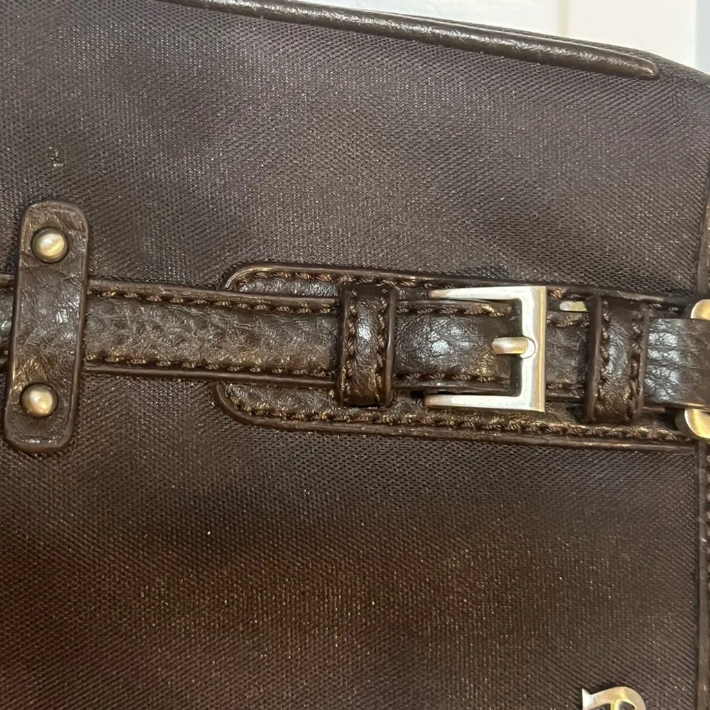 Etienne Aigner Small Vintage Dark Brown Women's Bag with Pebbled Leather Trim - Image 3