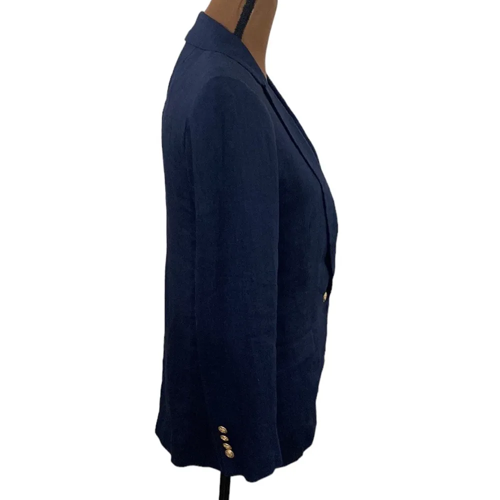 J Crew Alfie Italian Mario Bellucci linen blend fabric club blazer navy size 0 - Image 4