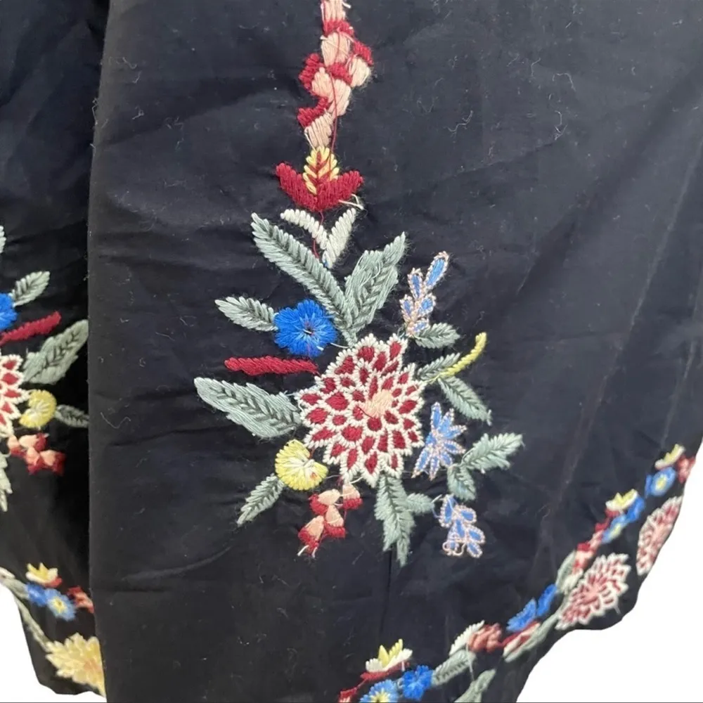 Free People Evangeline Embroidered Mini Dress Black
Size XS Puff SS - Image 10