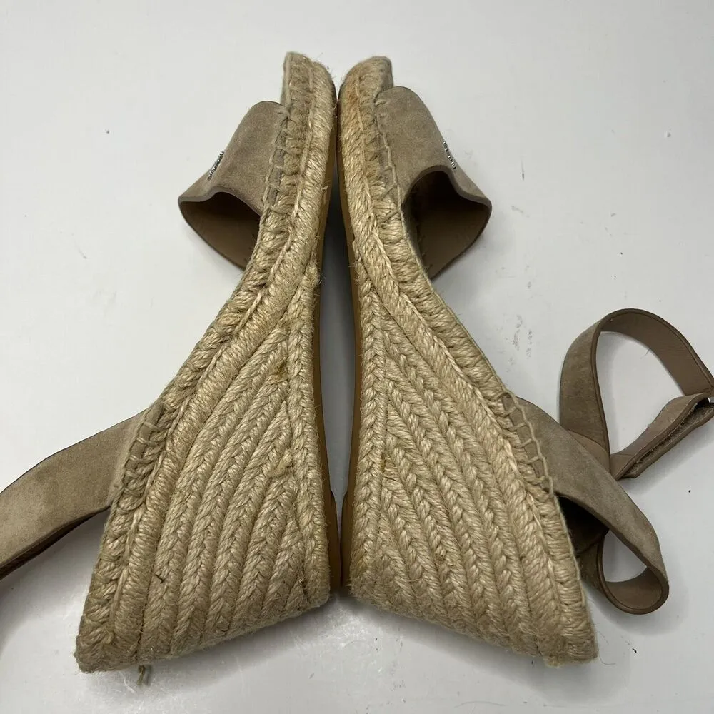 Tory Burch Sandals Women’s 8 M Bima 2 Beige Suede Espadrille Wedge Ankle Strap - Image 11