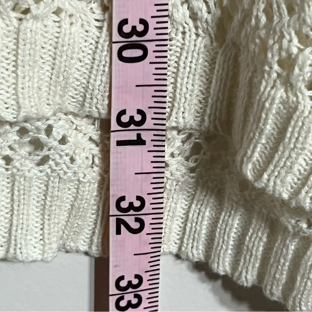 Vintage White Mossimo‎ Crochet Top Size Medium Long Sleeve Open Knit - Image 10