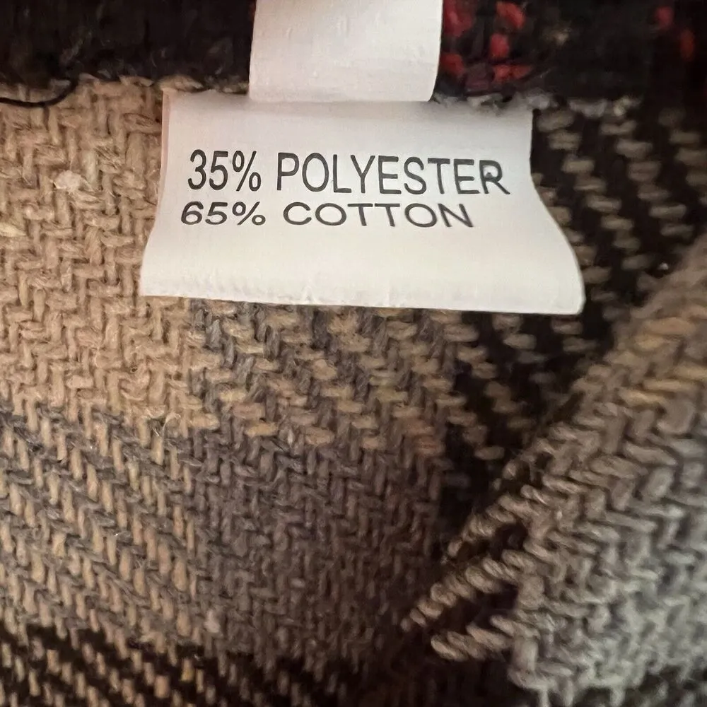 Plaid Fall Waterfall Coat Vest Jacket Checkered Red Brown Small - Image 7