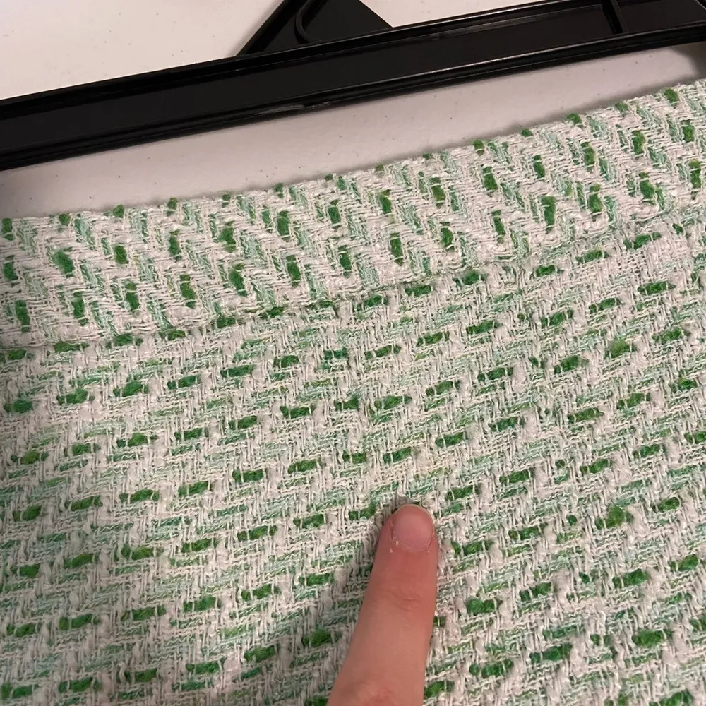 ZARA women’s green cream woven patterned zip up lined‎ miniskirt XS - Image 6