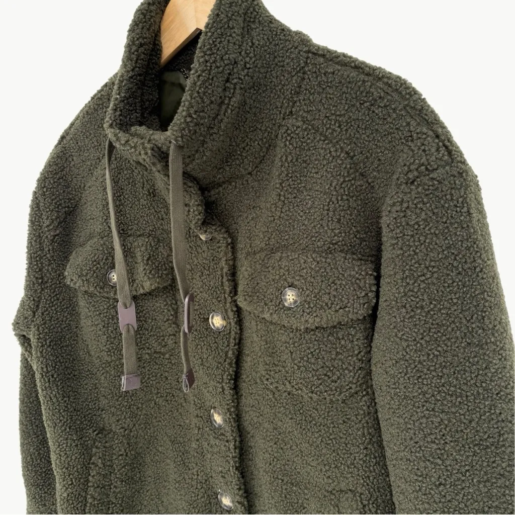 Koolaburra By UGG Oversized Longline Sherpa Jacket | Sz X-Small | Olive Green - Image 6