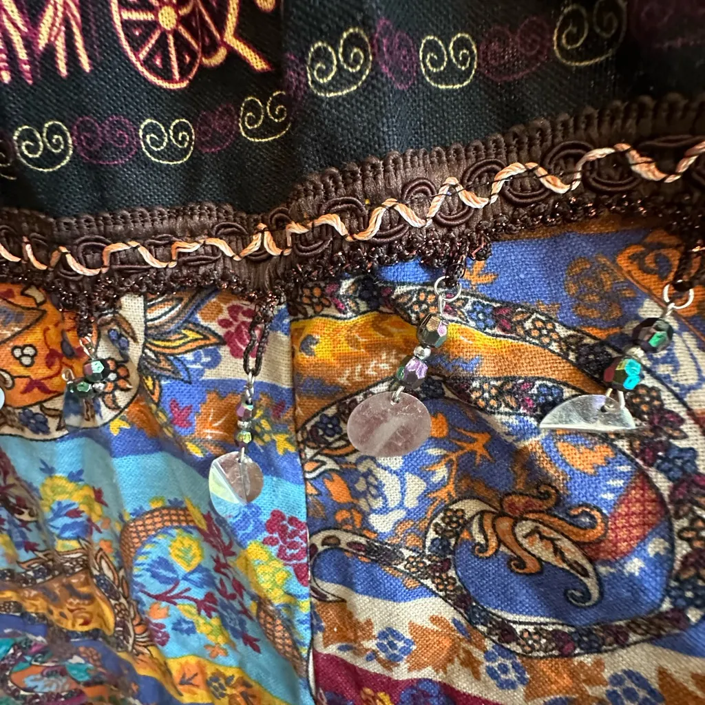 Pretty Angel linen blend boho tiered maxi dress with sparkle embellishment Blue Size M - Image 7