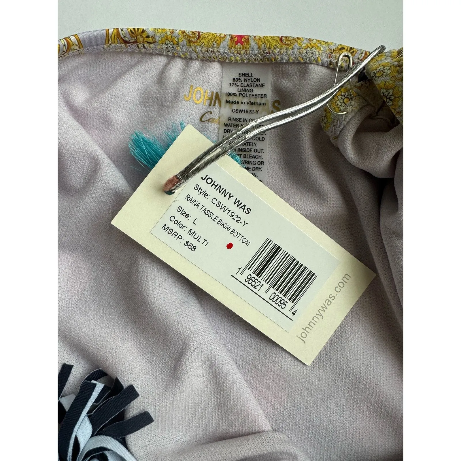 NWT Johnny Was Raina Tassle Bikini Bottom Size L - Image 7