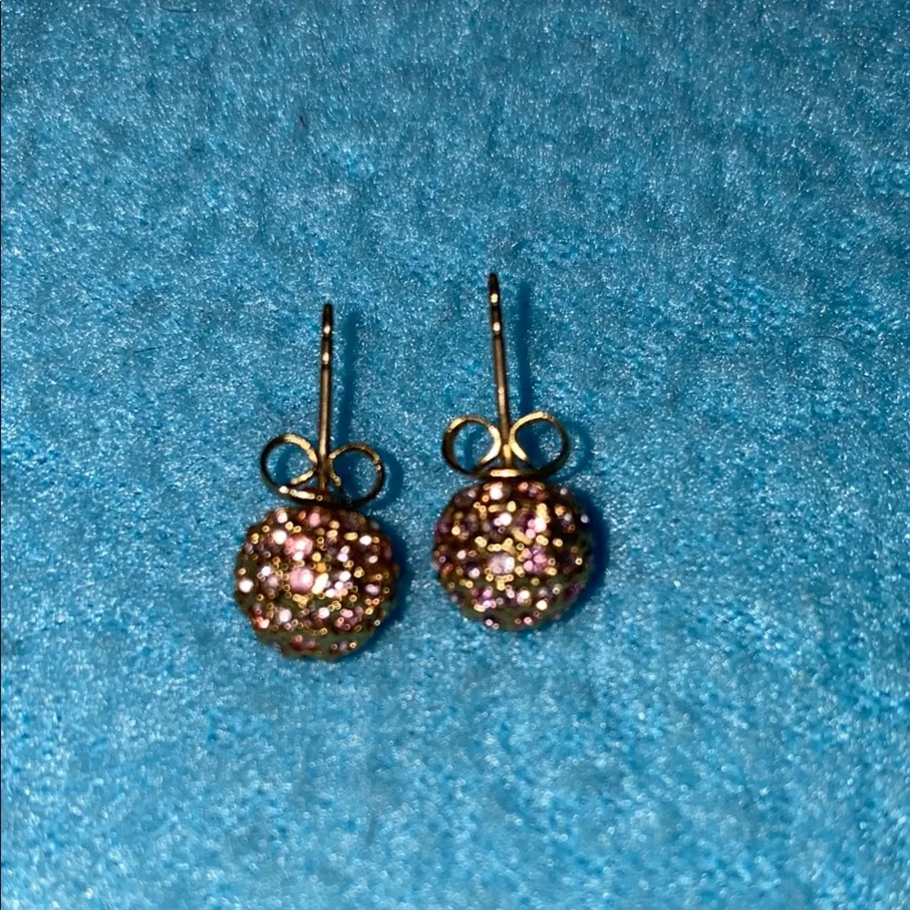 ANN TAYLOR rhinestone cluster ball gold tone pierced stud earrings - Image 7