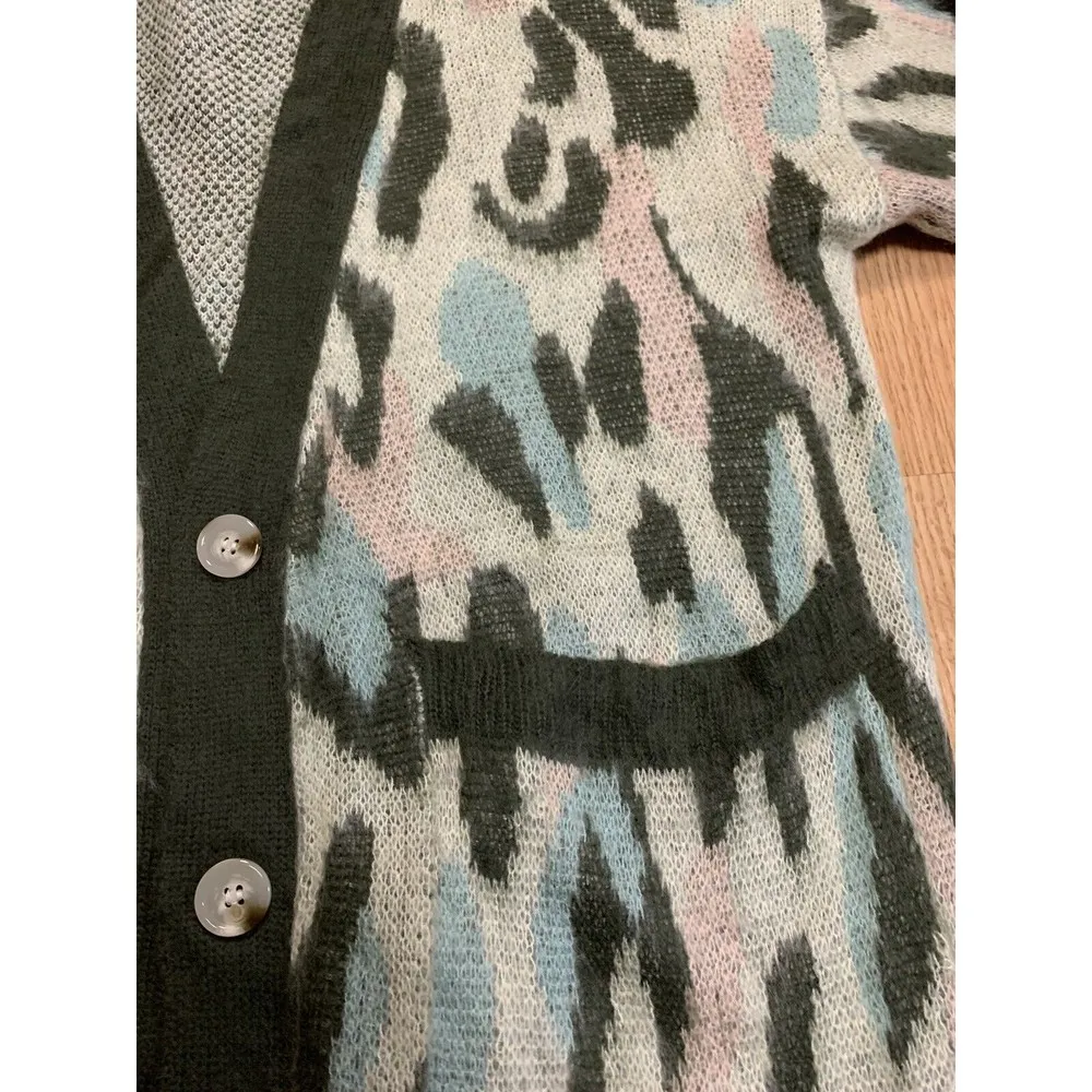 Womens Soft Cardigan Sweater Medium  Button  Up Pockets Multi Pattern - Image 2