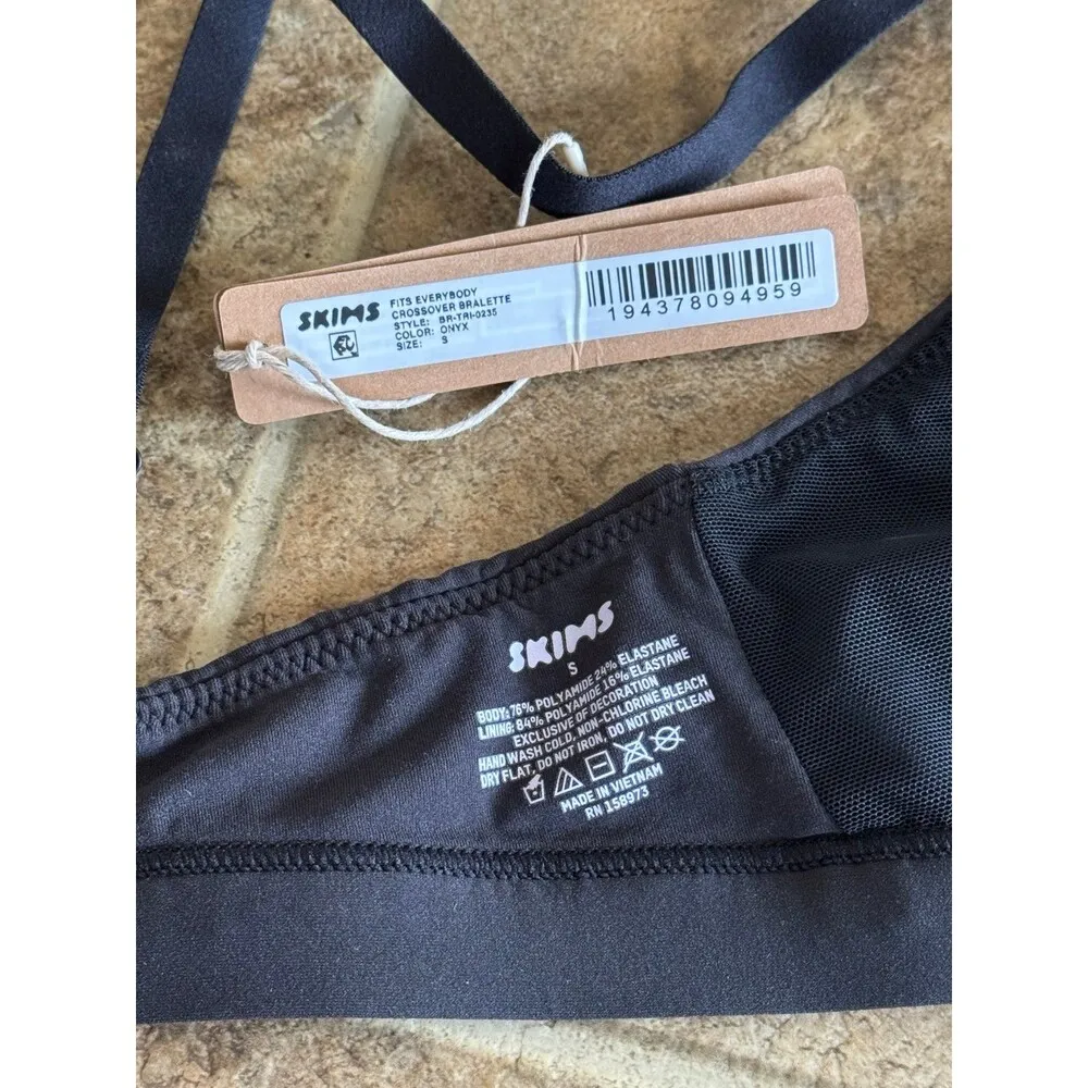 Skims Fits Everybody Crossover Bralette Onyx Size Small - Image 6