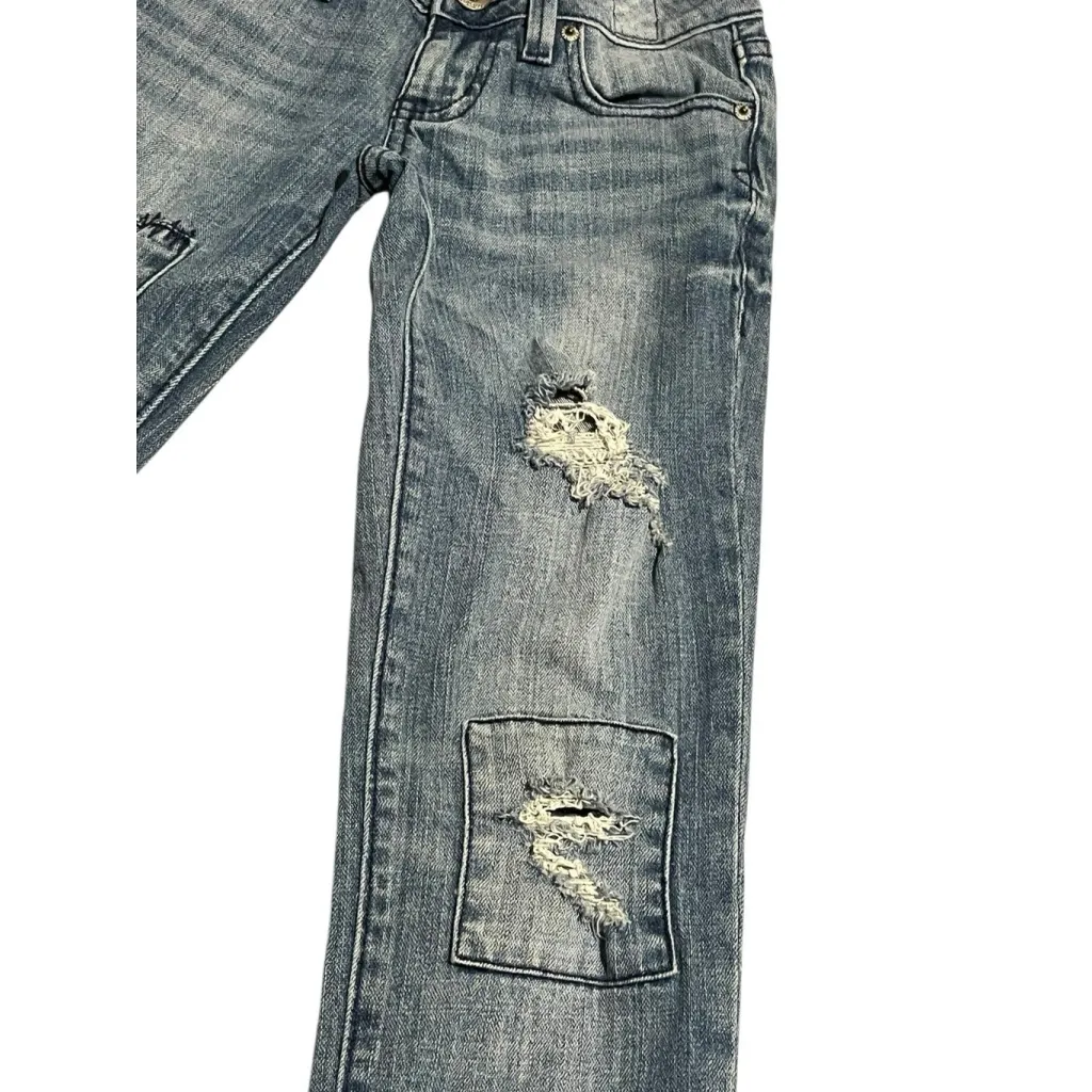 Volcom Jeans Womens Juniors Size 0 Super Skinny Low Rise Medium Wash Distressed - Image 4