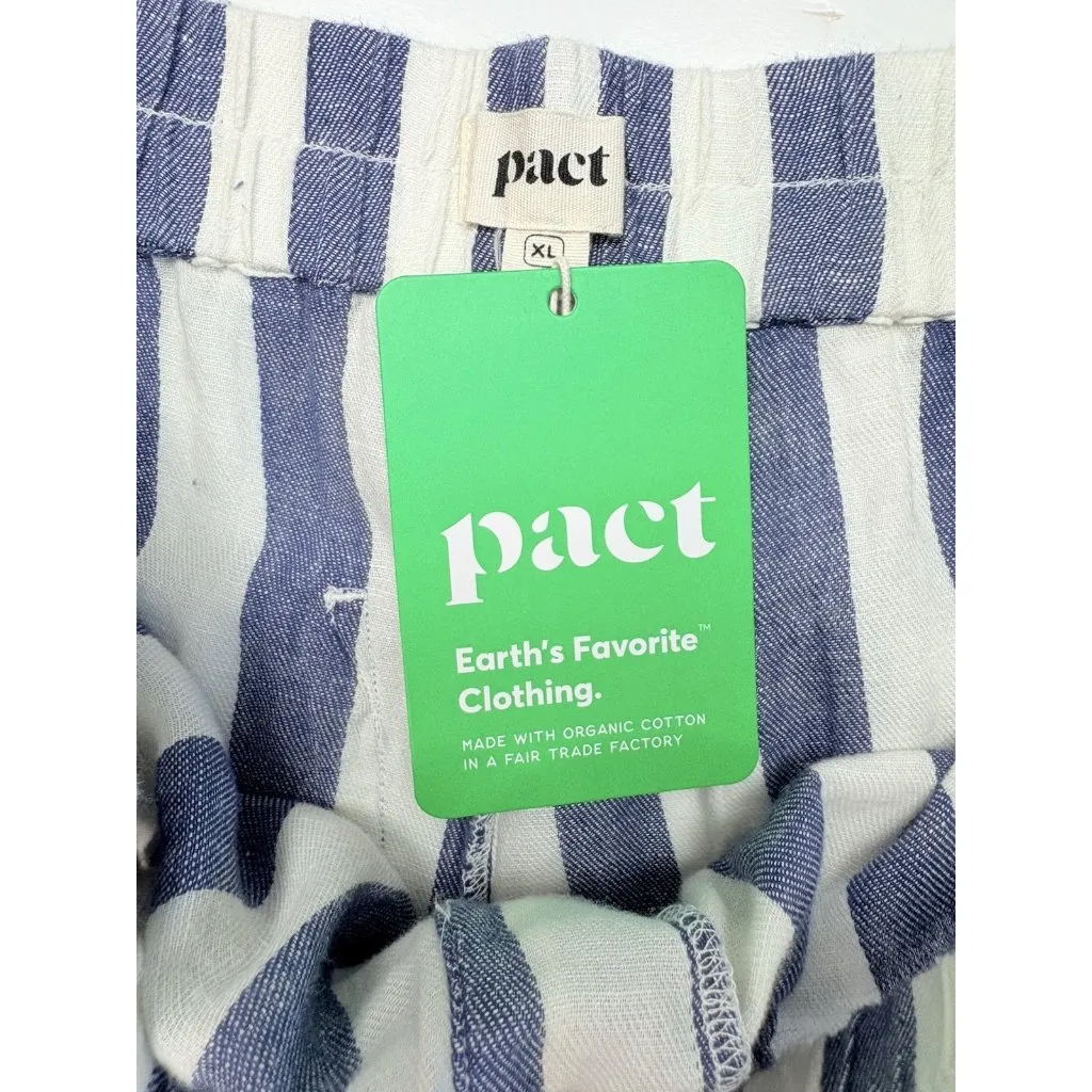*New PACT Shorts Womens XL Blue White Striped Organic Cotton Granola Indie Boho - Image 4