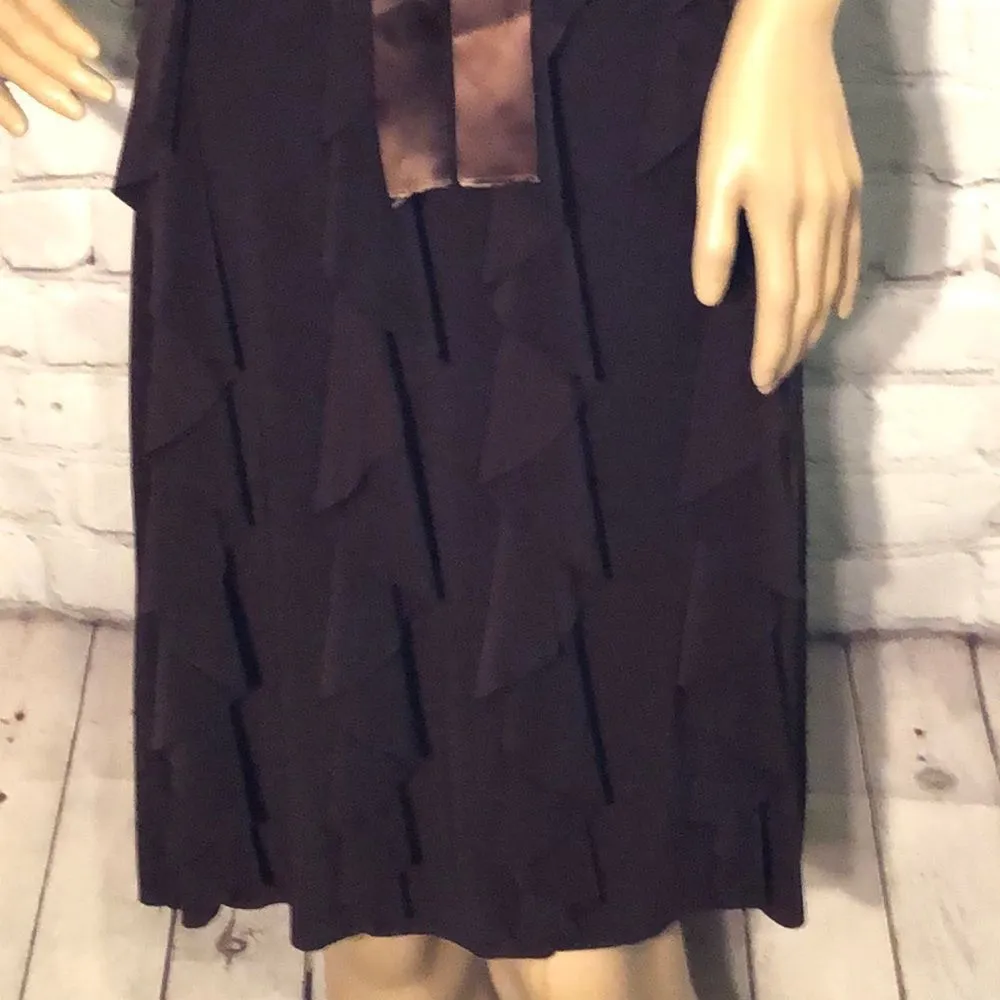 Vintage Cache Ruffled Hem Empire Waist Dress Spaghetti Straps Ribbon Belt Size 2 - Image 3
