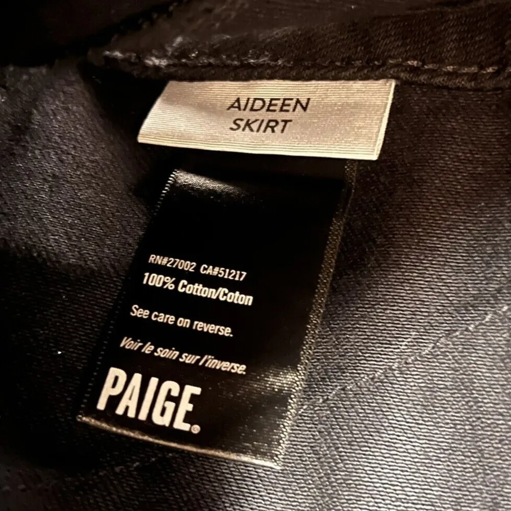 Paige Aideen High Rise Mini skirt Coated Black Sheen Zipper Pockets Size 31 Punk - Image 8