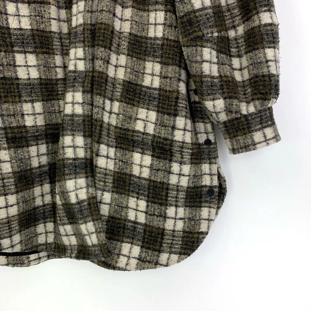 HALLE BERRY x Sweaty Betty Rhea Overshirt Plaid Jacket Green Black Cream 14 (XL) - Image 5