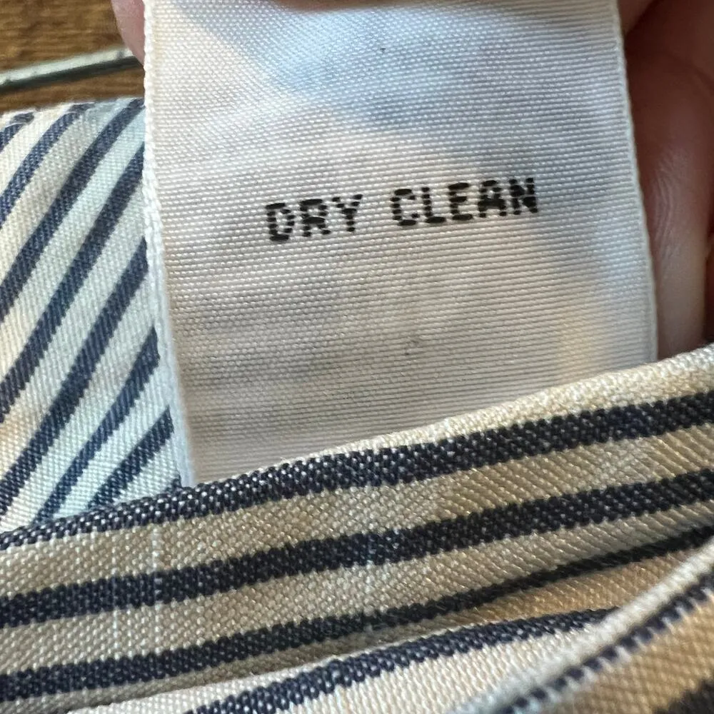 Talbots Striped Wide Leg Cropped Pants Belt Tie Silk Linen Blend White Blue Sz16 - Image 13