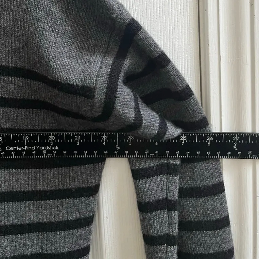 The Reset R Label Striped Funnel Neck Wool Cashmere Pullover Sweater Size Small Gray - Image 7
