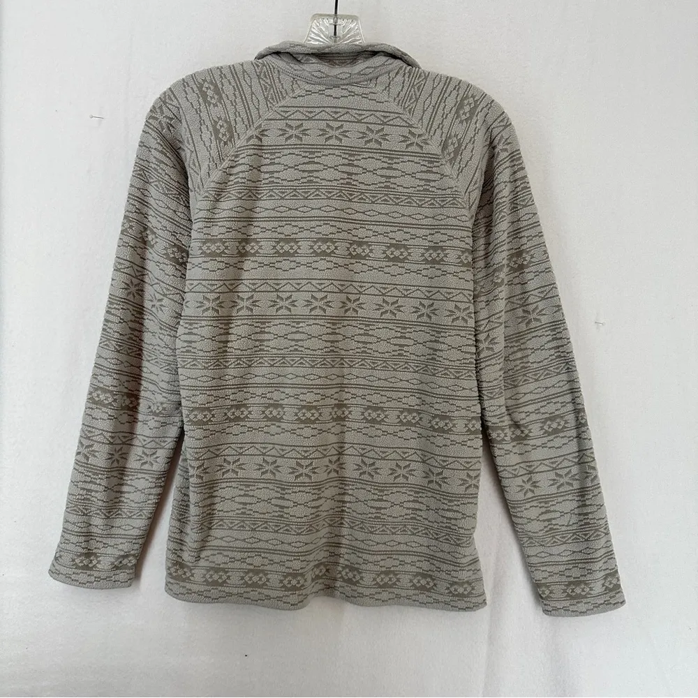 Eddie Bauer Quarter Zip Patterned Pullover Sweater Womans Size S Gray - Image 7
