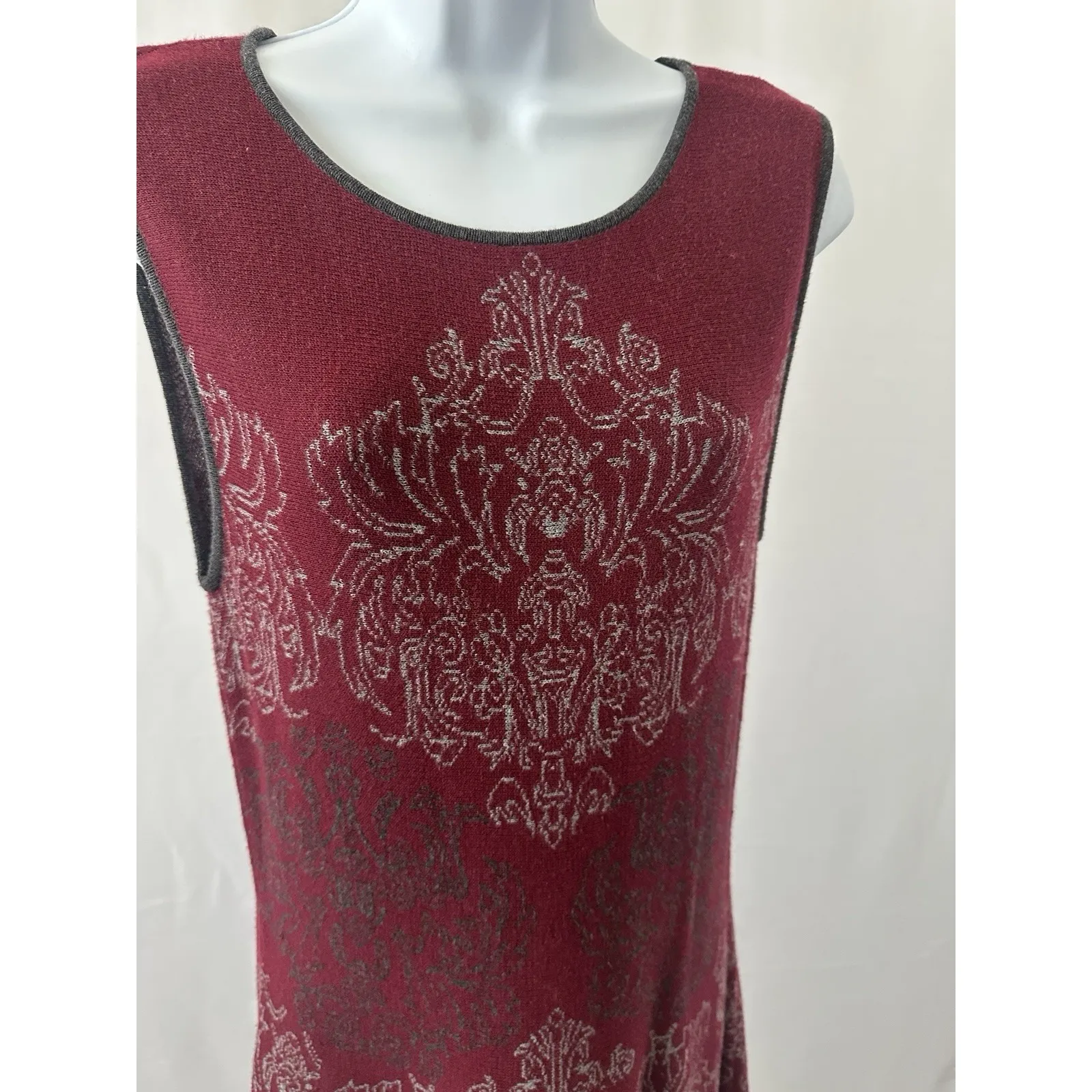 Max Studio Specialty Products Fit & Flare Maroon Sweater Dress: M (b34) Size M - Image 3