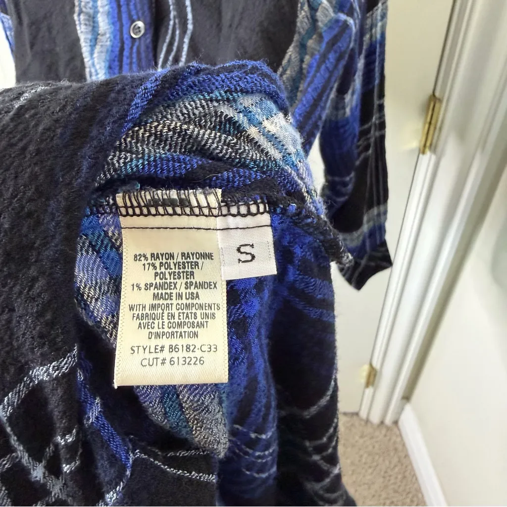 Bella Dahl Rolled Sleeve Plaid Shirt Dress Button Front Womens Size S - Image 7