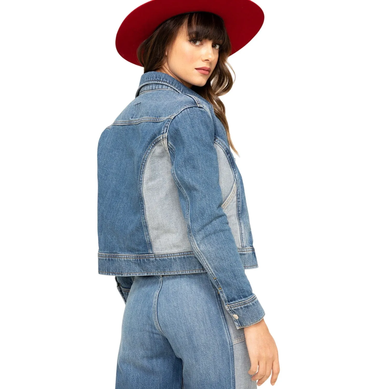 Lee Vintage Modern Women's Contrast Denim Seamed Collared Jean Jacket Sz XS‎ NWT - Image 2