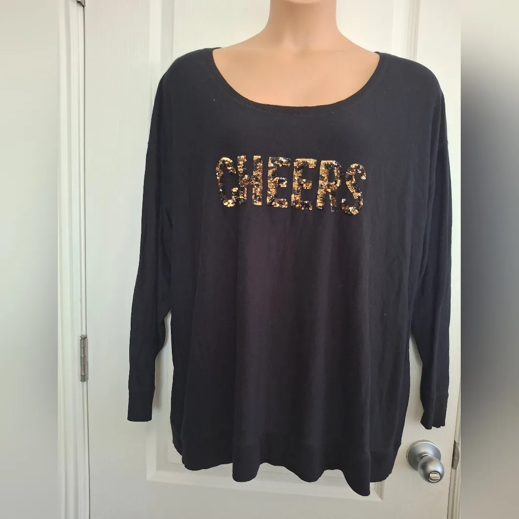 Torrid Sleep  Sz 3 Black Cheers Sequin Women's Top - Image 2
