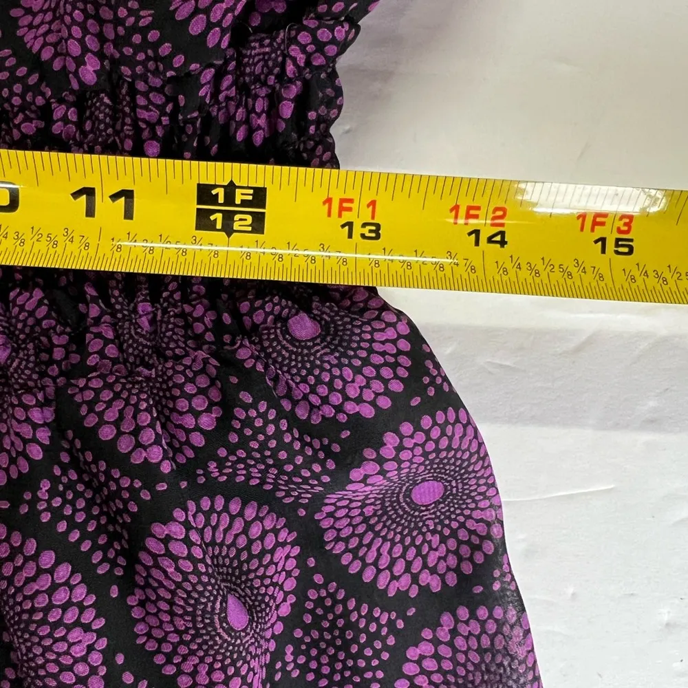 Mossimo layered sheer puff short sleeve dress M casual going out geometric Purple Size M - Image 6