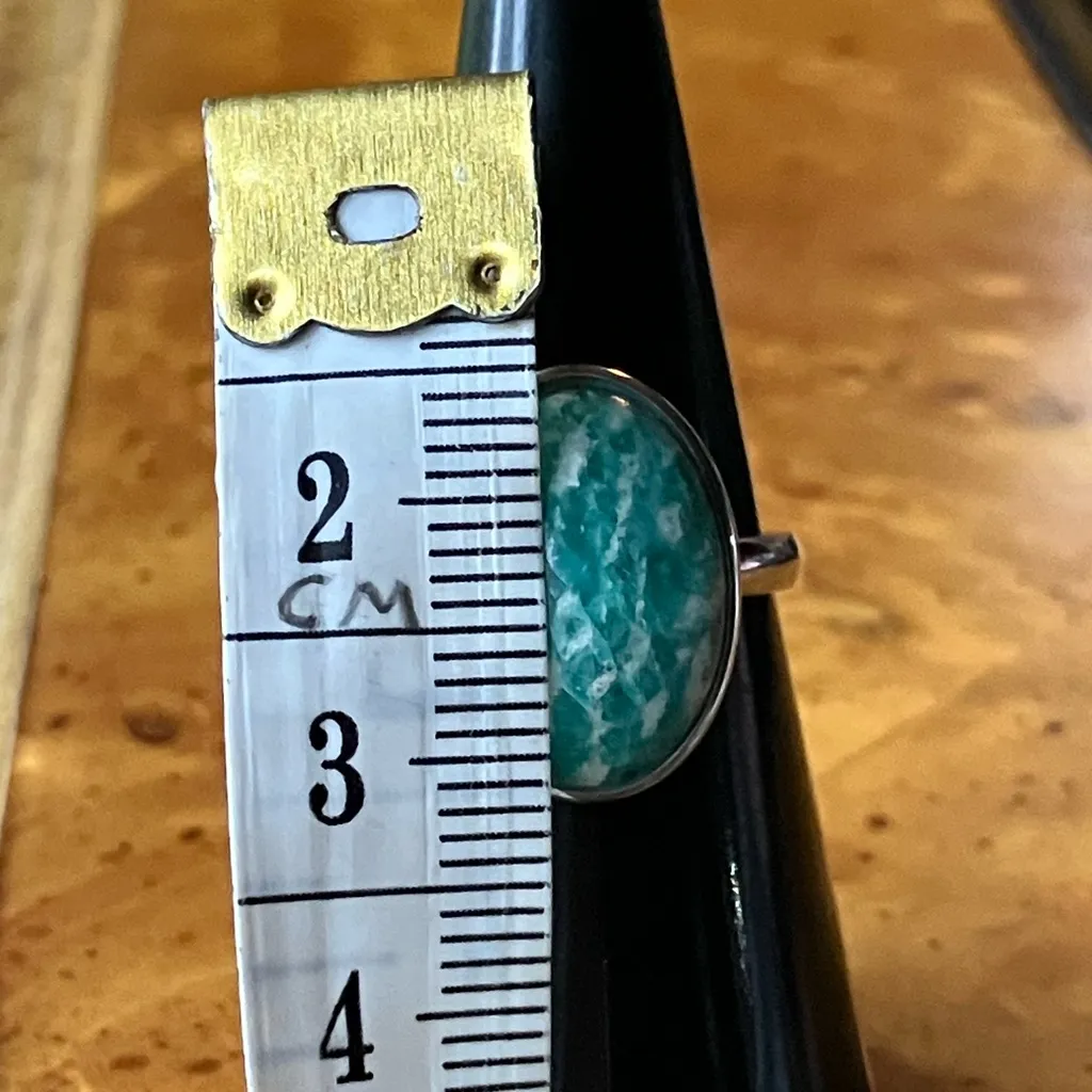 Russian Amazonite Sterling Silver Ring Size 5.75 Blue - Image 8