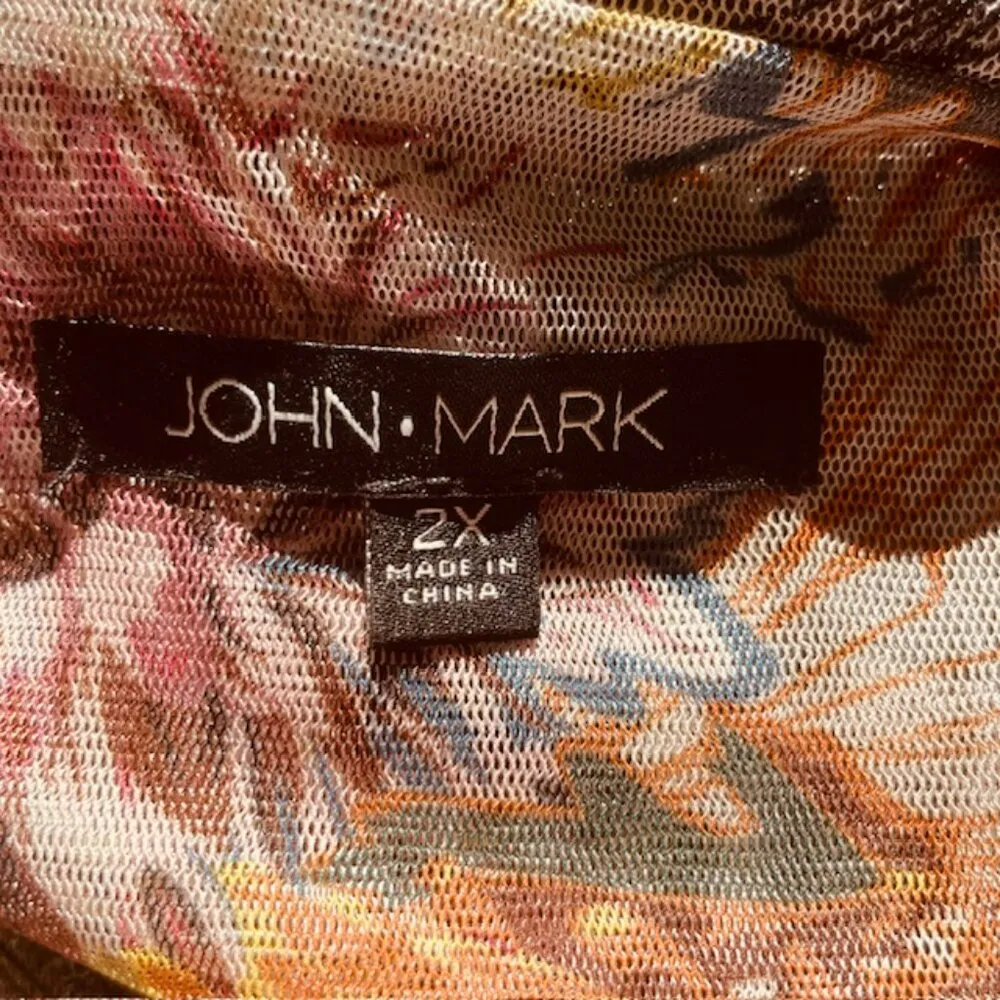 John Mark Plus Size Floral Zip Up Lightweight Mesh Jacket 2X - Image 7