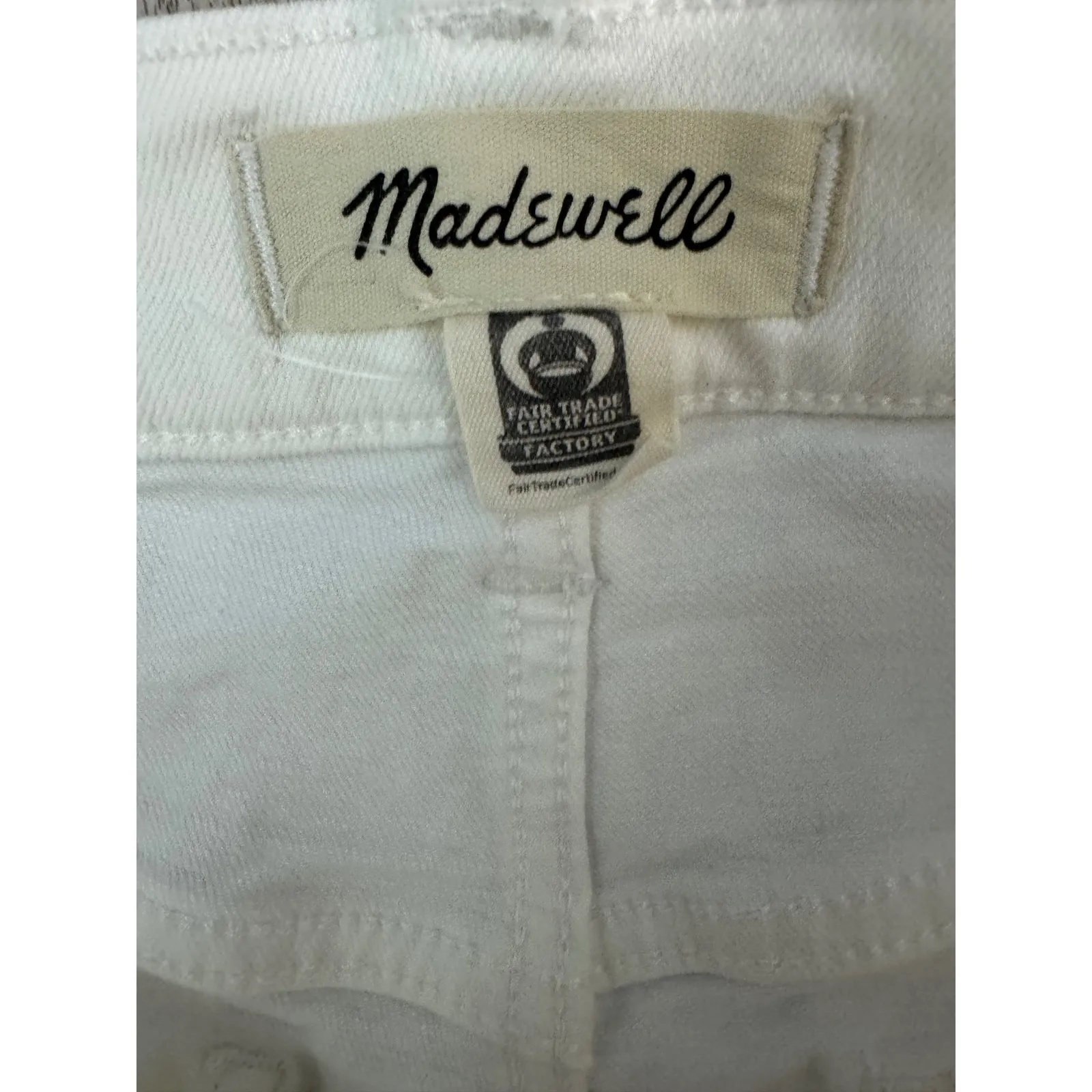 Madewell 90s Straight Crop Jeans Women's Size 32 White Raw Hem Denim‎ - Image 4