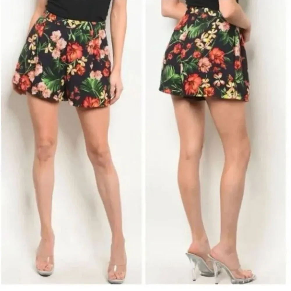 LUSH High Waist Flowy Pleated Tropical Shorts - Small - Image 11