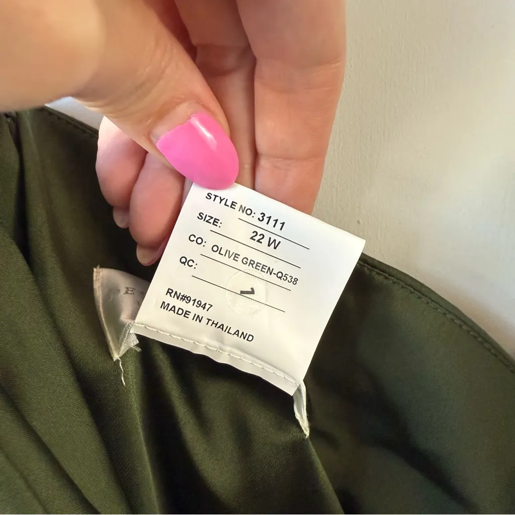 Dessy Collection 3111 One Shoulder Satin Gown Olive Green 22W - Image 6