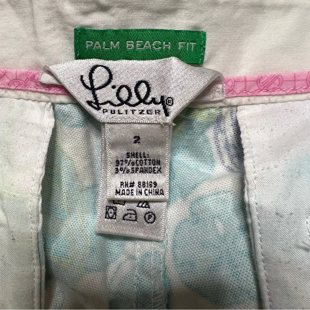Lilly Pulitzer Cotton Palm Beach Fit Floral Nautical Shorts 2 Women’s Blue Green - Image 3