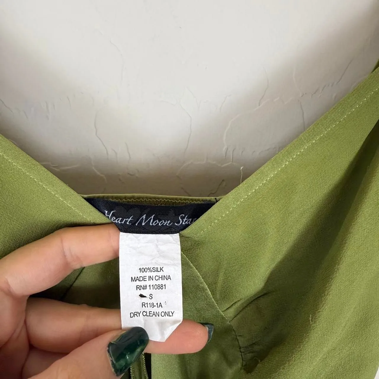 Y2K heart moon star green brown ombre midi silky slip dress - Image 5