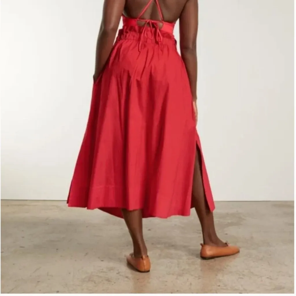 EVERLANE The Easy Button-Front Red A-Line Skirt, Size M - Image 3
