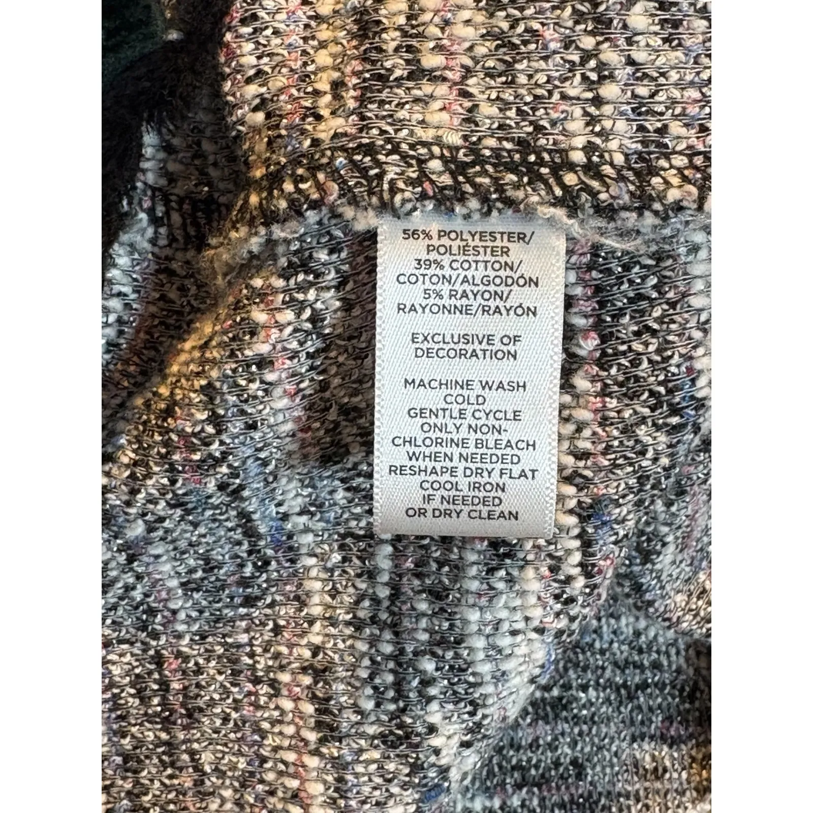 LOFT Petite Textured Tweed Dress Black White Pink Blue Fringe Sleeveless Medium - Image 9