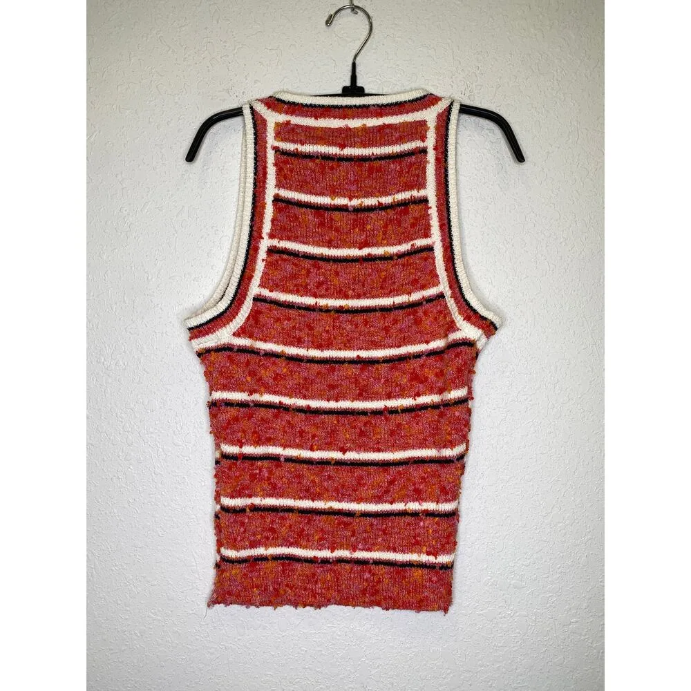 Ann Taylor Striped Pink Orange Boucle Knit Summer Tank NWT Sz XXL Scoop Neck - Image 4
