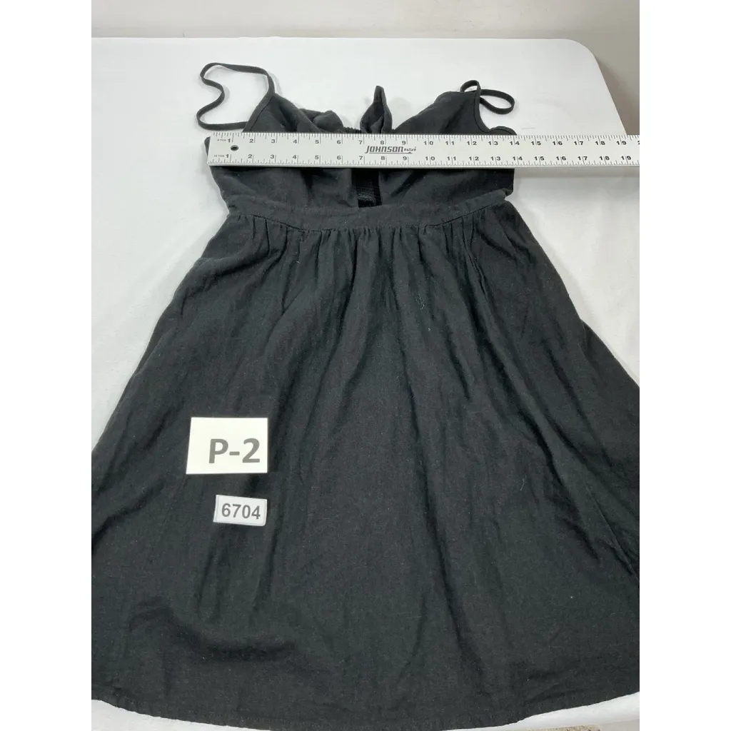 Womans Old Navy Mini Sun Dress Medium Black Spaghetti Straps Bow - Image 5