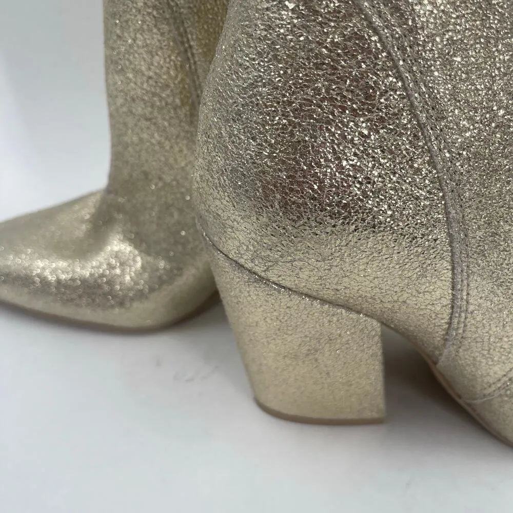 DOLCE VITA Nestly Boots Size 6.5 Gold Metallic Western Cowgirl Cowboy Suede NEW - Image 9
