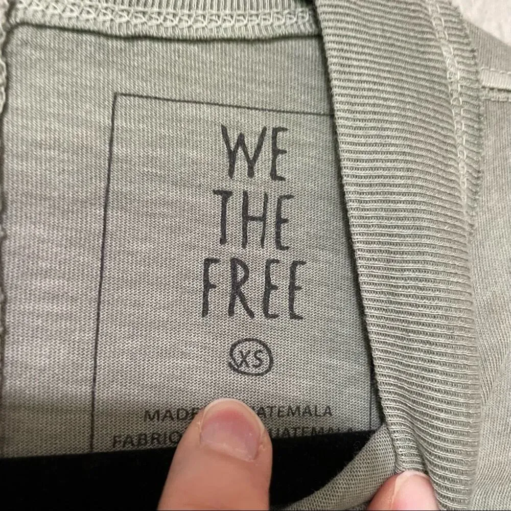 Free People Green Long Sleeve Mock Neck Tee Shirt XS Sage Oversized Thermal - Image 8