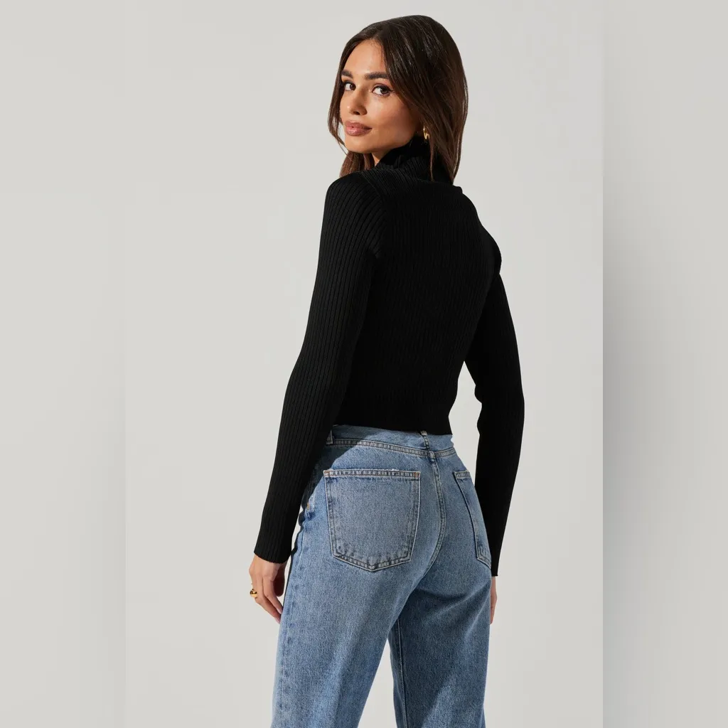 ASTAR The Label Elia Mock Neck Cutout Sweater Black Size XS - Image 7