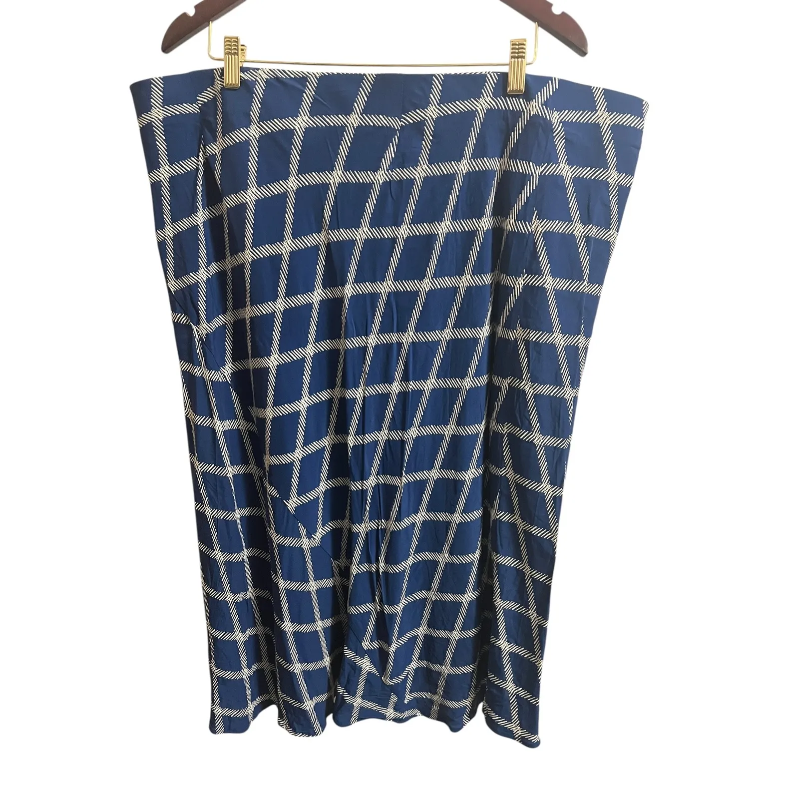 Ava & Viv Skirt Plus Size 2X Midi Blue Plaid Windowpane Career Modest Church - Image 3