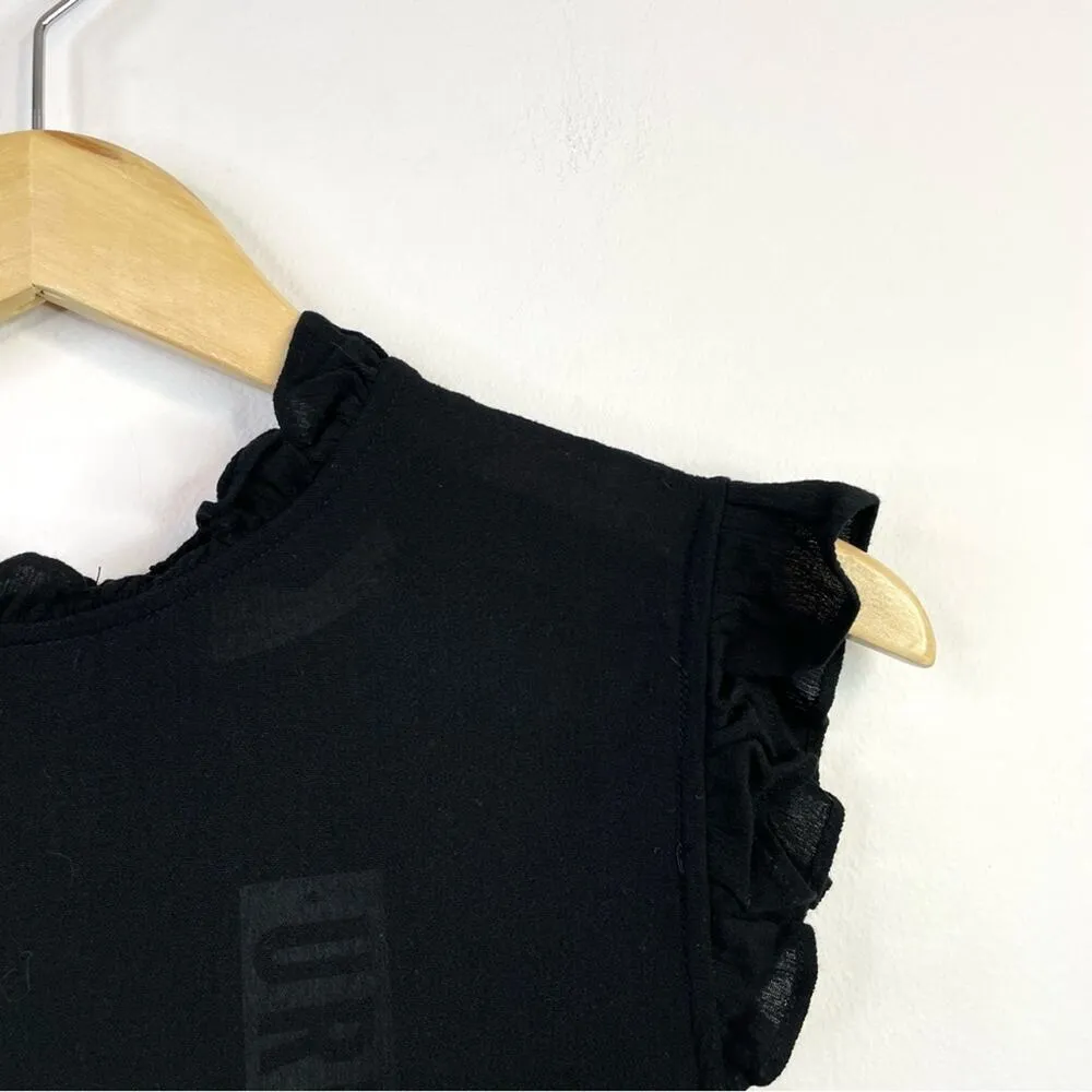 Urban Outfitters UO Gabby Black Ruffle High Neck Flowy Prairie Mini Dress S new - Image 4