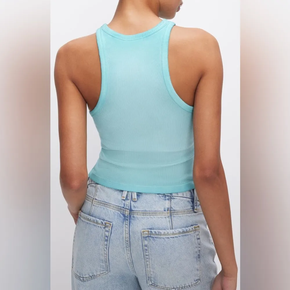 Good American Candy Wash Cutaway Micro Rib Blue Crewneck Womens Size XL - Image 2